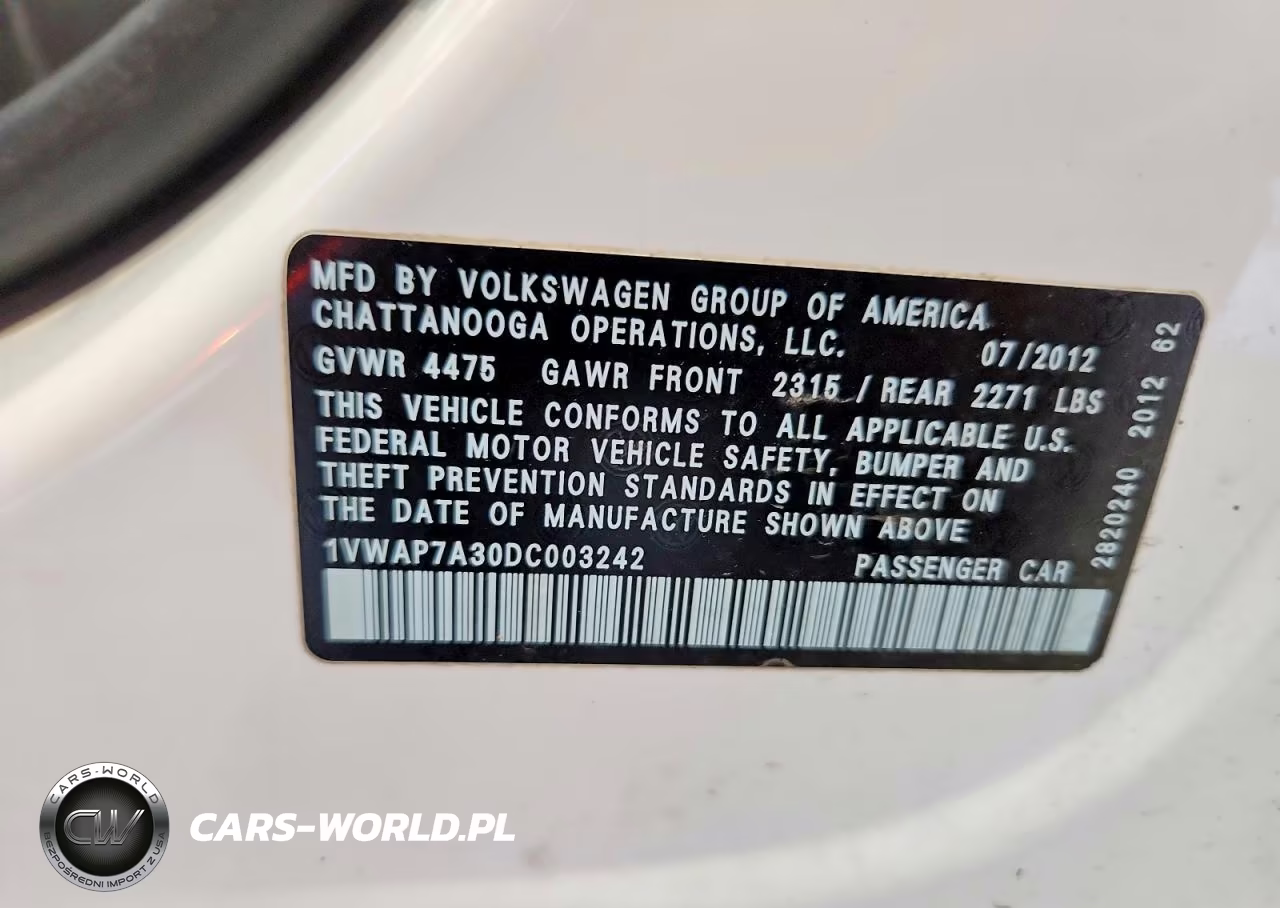 2013 Volkswagen Passat S VIN:1VWAP7A30DC003242 - 13