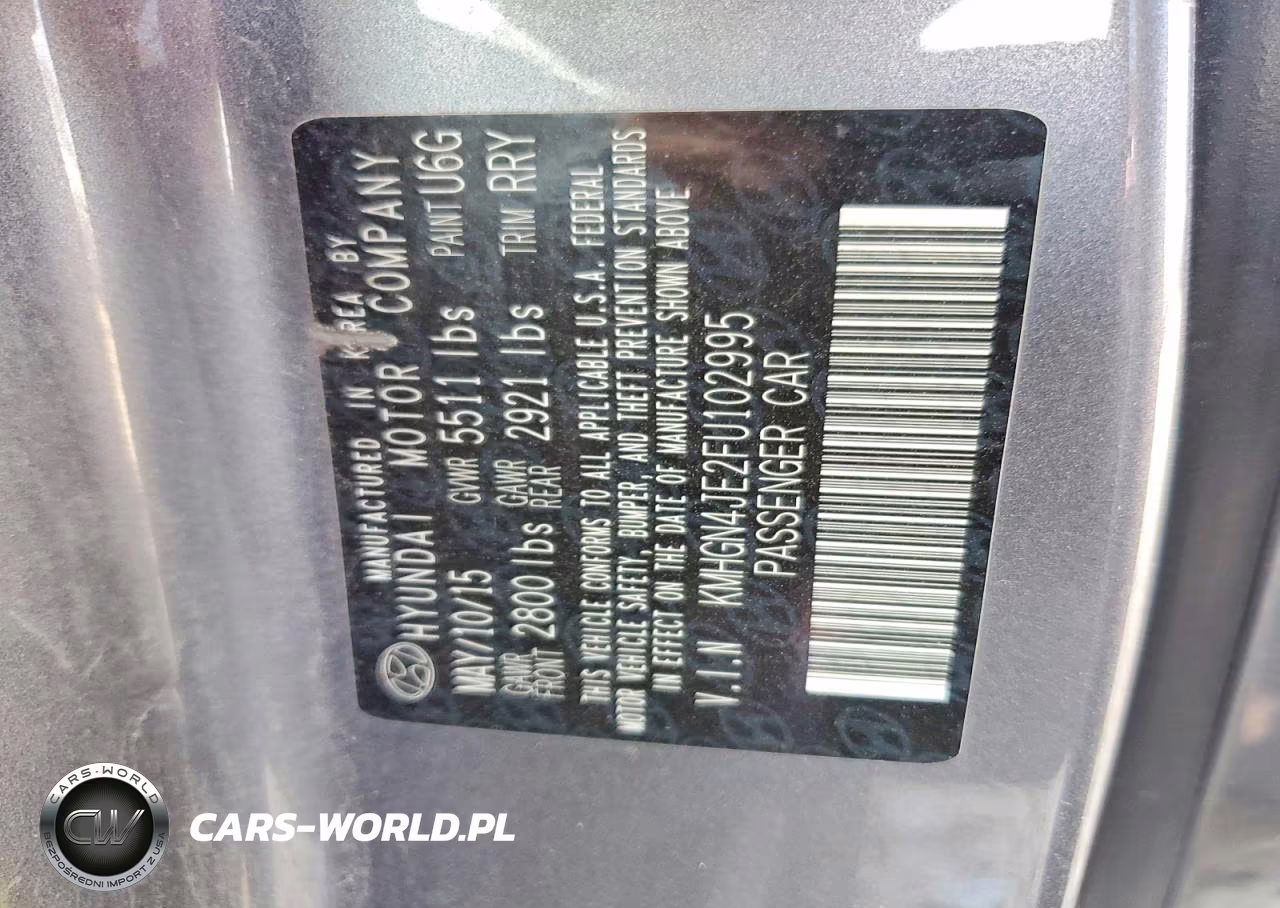 2015 Hyundai Genesis 3.8L VIN:KMHGN4JE2FU102995 - 12