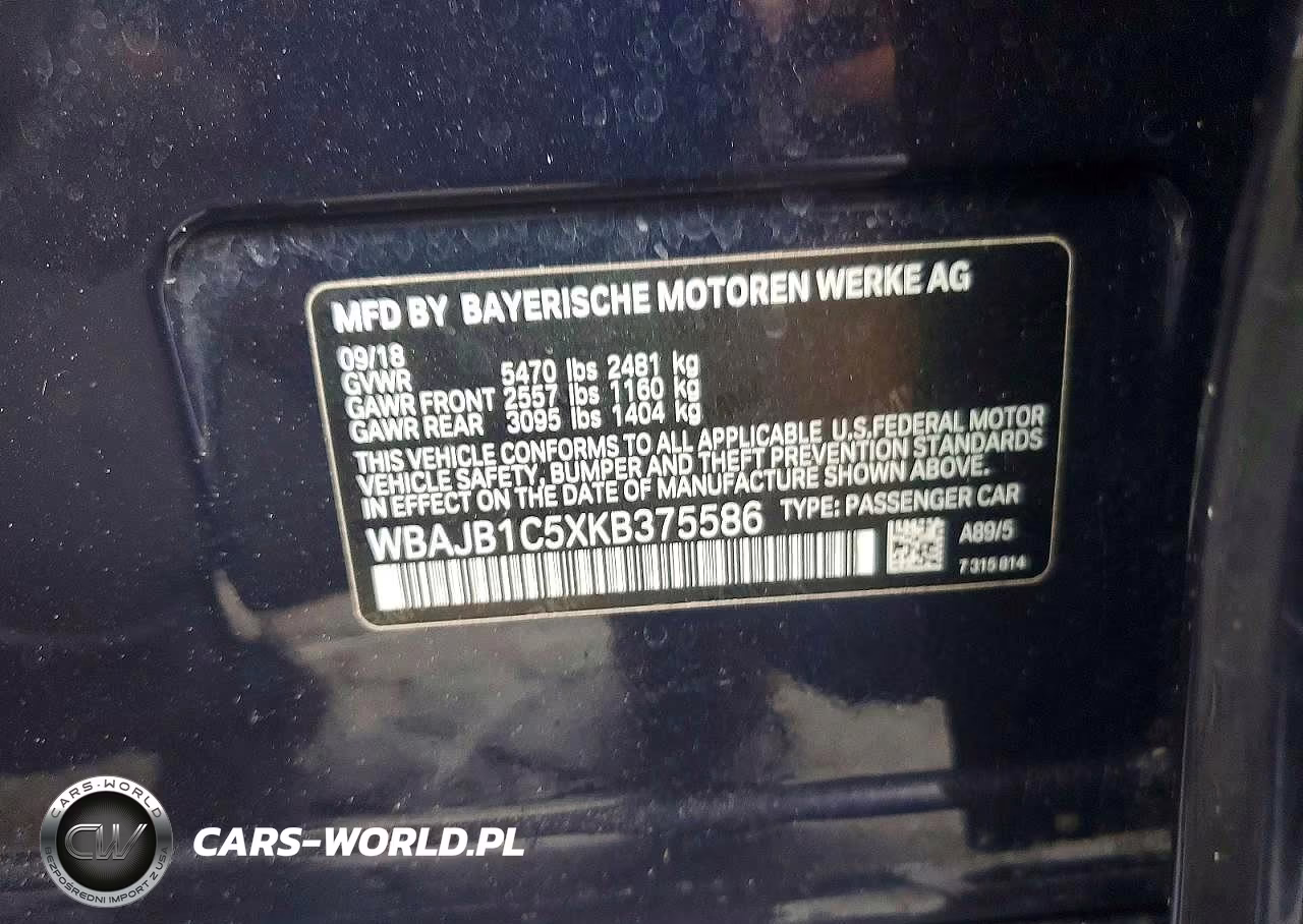 2019 BMW 530Xe VIN:WBAJB1C5XKB375586 - 12