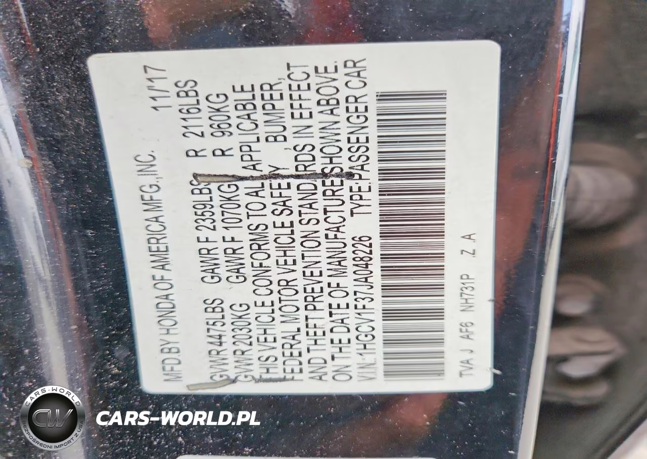 2018 Honda Accord Sport VIN:1HGCV1F37JA048226 - 12