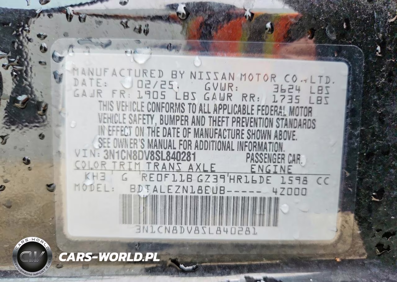 2025 Nissan Versa S VIN:3N1CN8DV8SL840281 - 12
