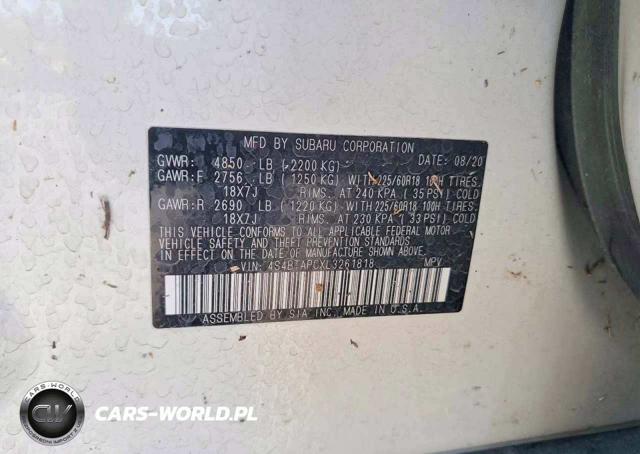 2020 Subaru Outback Touring VIN:4S4BTAPCXL3261818 - 13