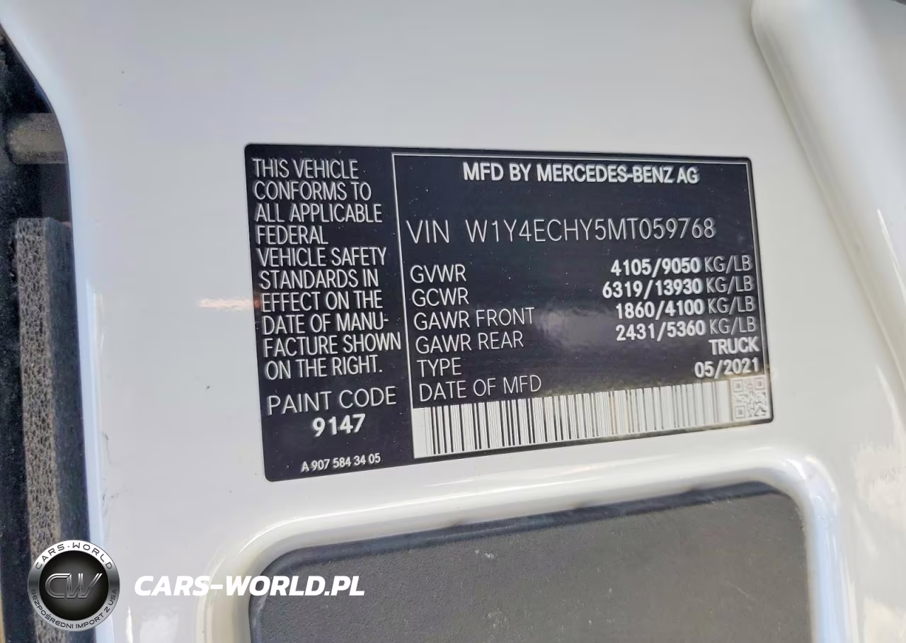 2021 Mercedes-Benz Sprinter 2500 Delivery Van VIN:W1Y4ECHY5MT059768 - 13
