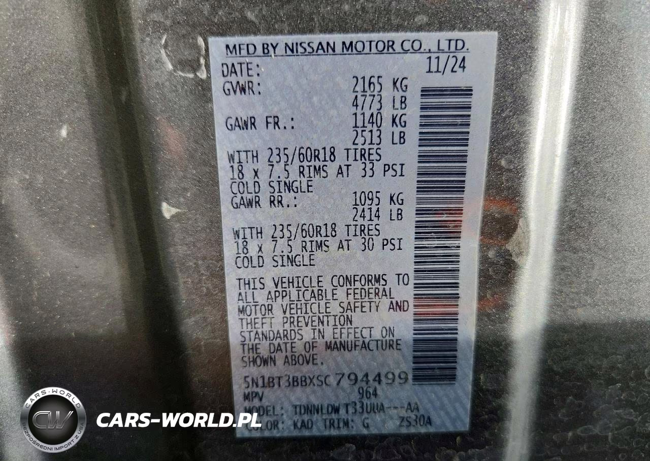 2025 Nissan Rogue Sv VIN:5N1BT3BBXSC794499 - 14