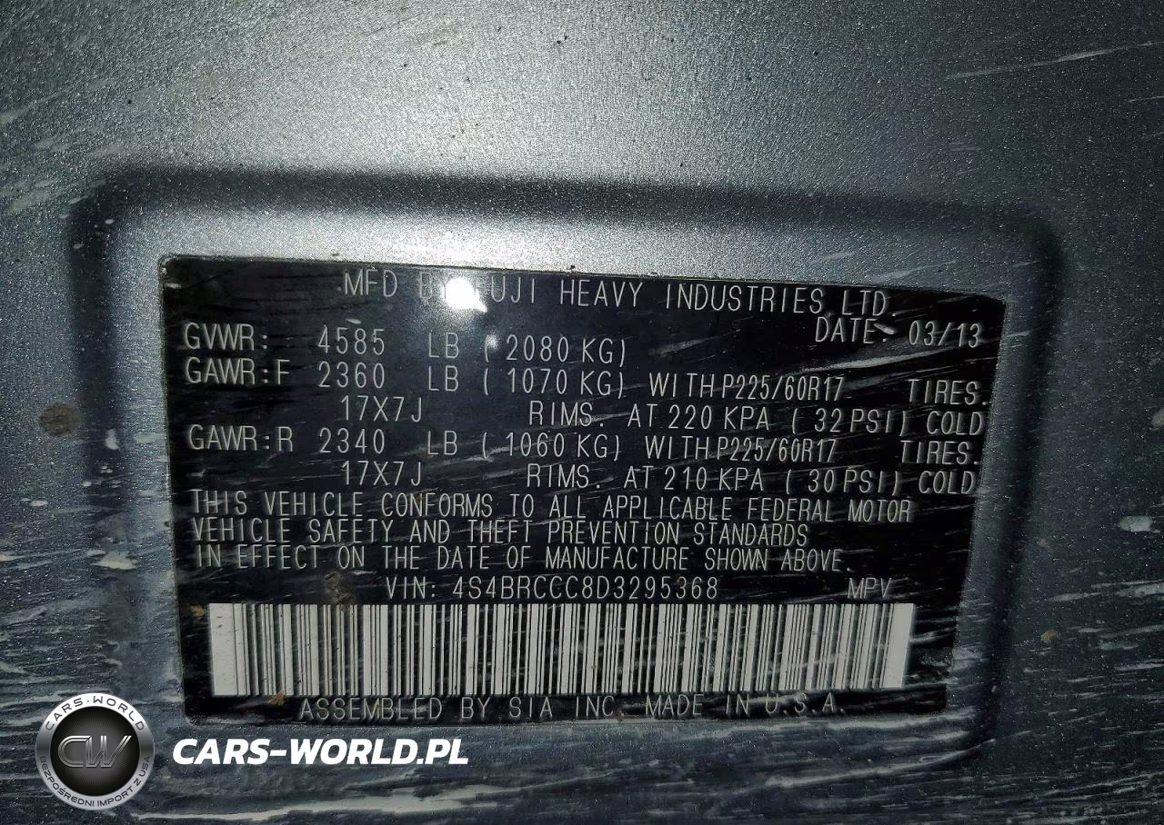 2013 Subaru Outback 2.5I Premium VIN:4S4BRCCC8D3295368 - 13