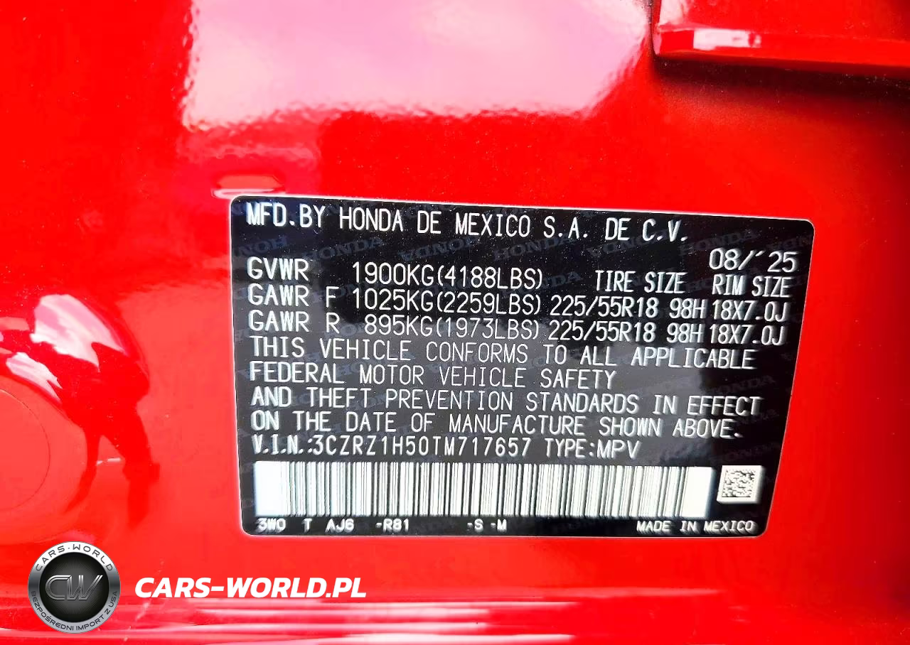 2026 Honda Hr-V Sport VIN:3CZRZ1H50TM717657 - 13