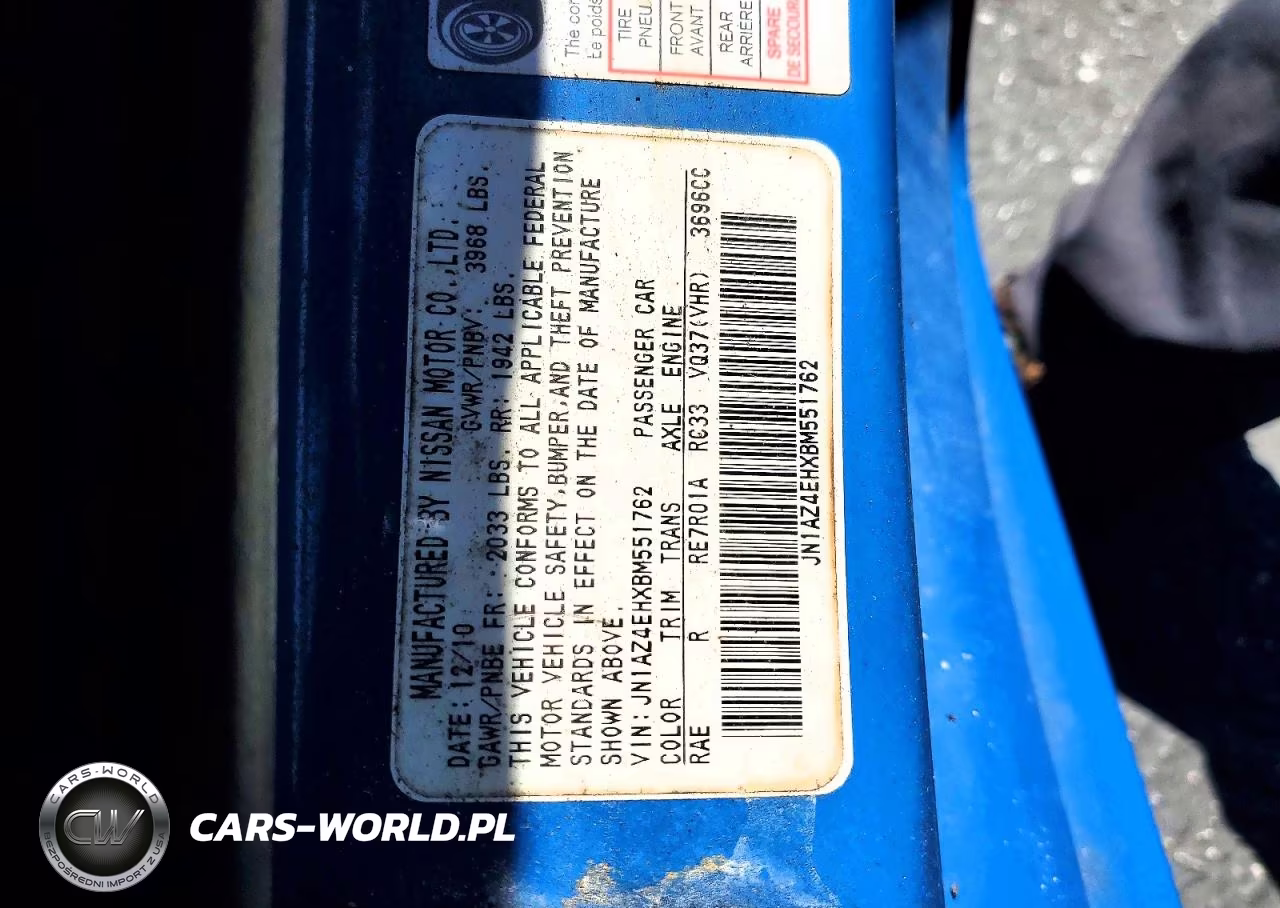 2011 Nissan 370Z Touring VIN:JN1AZ4EHXBM551762 - 12