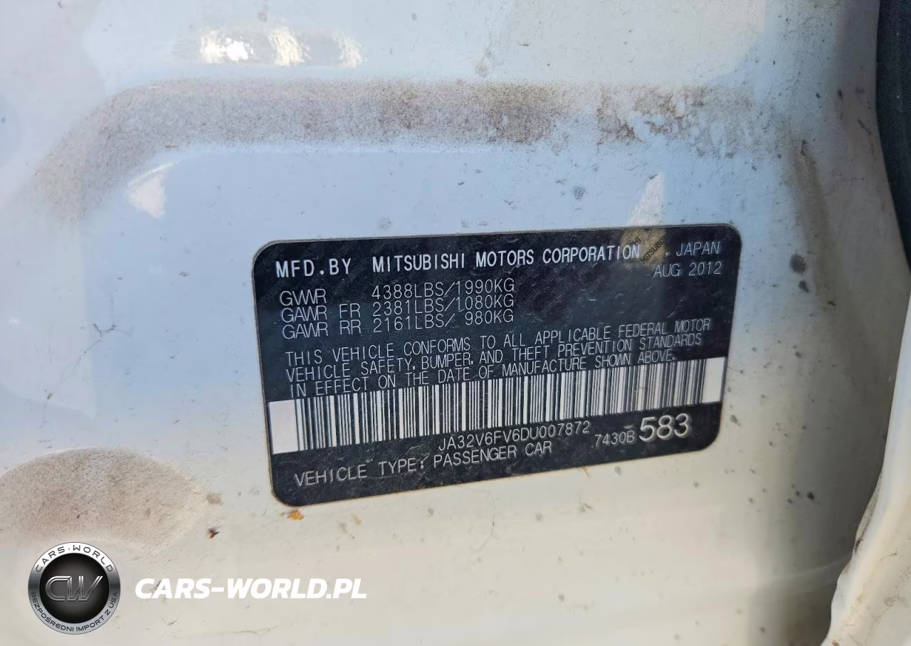 2013 Mitsubishi Lancer Ralliart VIN:JA32V6FV6DU007872 - 12