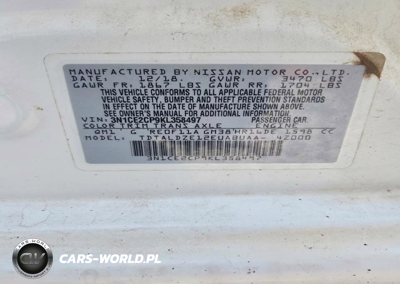 2019 Nissan Versa Note Sv VIN:3N1CE2CP9KL358497 - 13