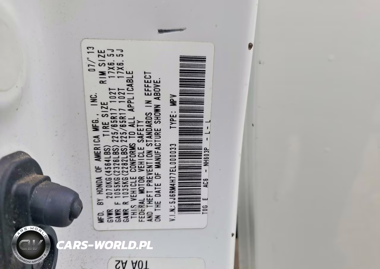 2014 Honda Cr-V Exl VIN:5J6RM4H77EL000033 - 14