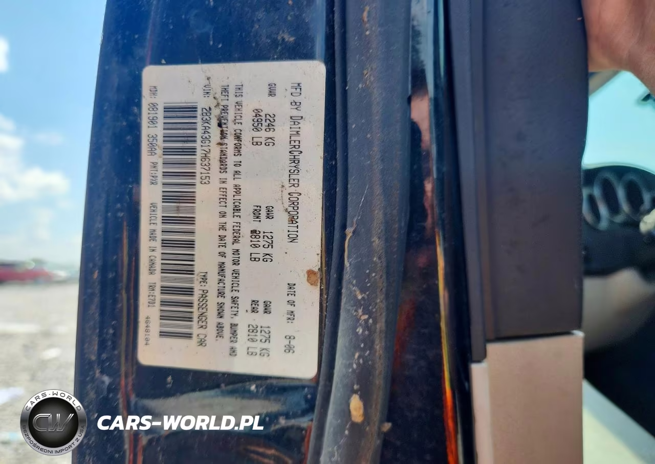 2007 Dodge Charger Se VIN:2B3KA43G17H637153 - 12