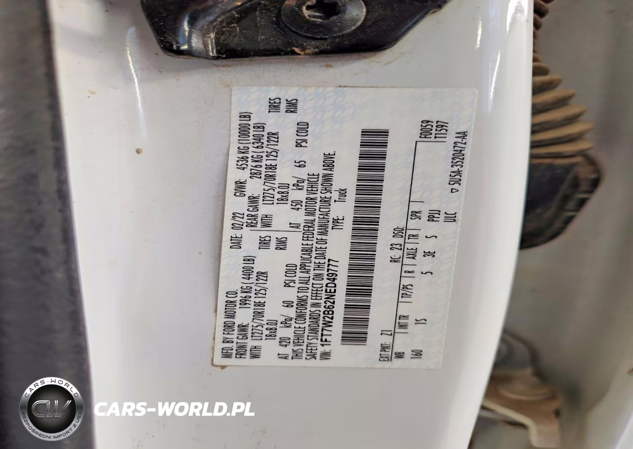 2022 Ford F250 Super Duty VIN:1FT7W2B62NED49777 - 12