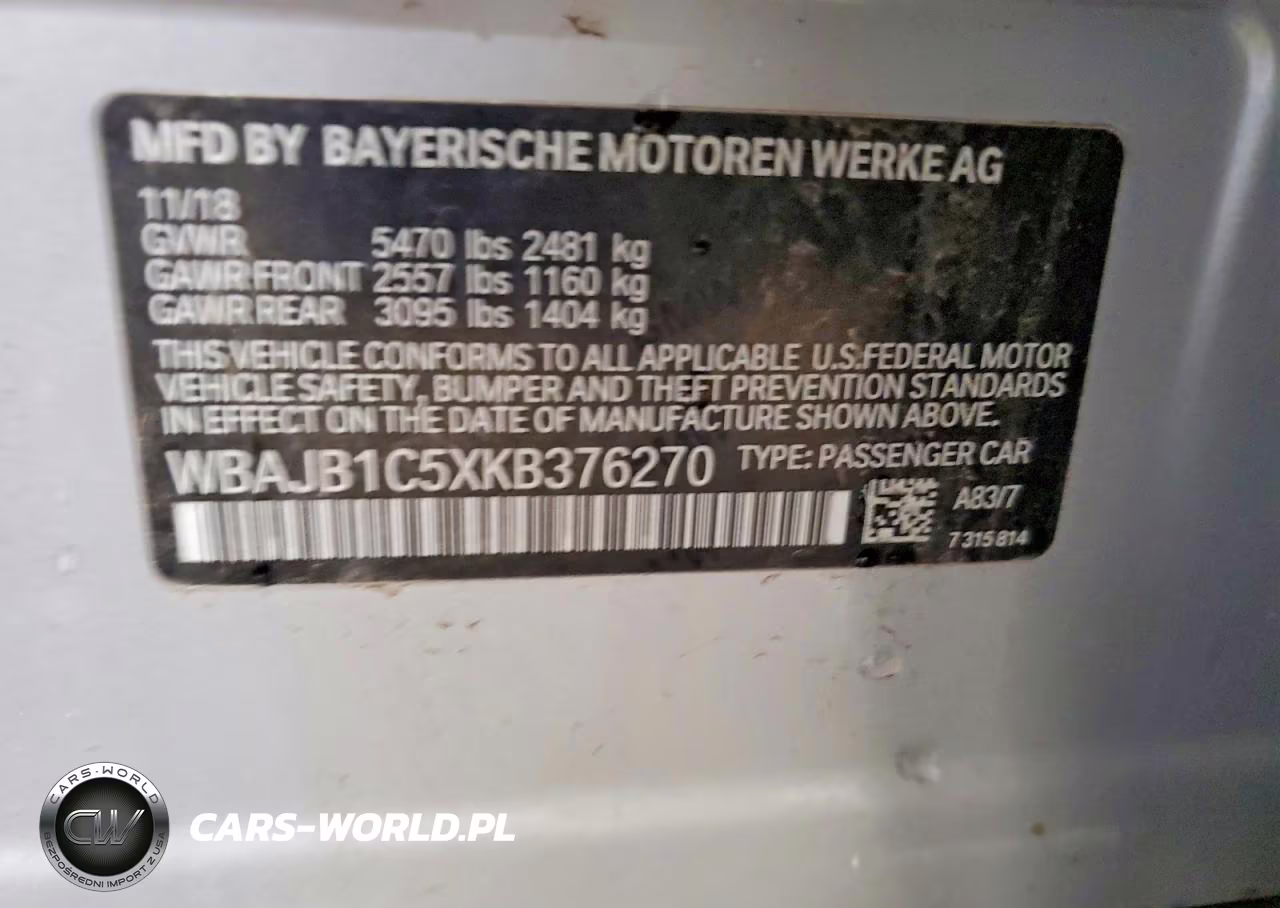 2019 BMW 530Xe VIN:WBAJB1C5XKB376270 - 12