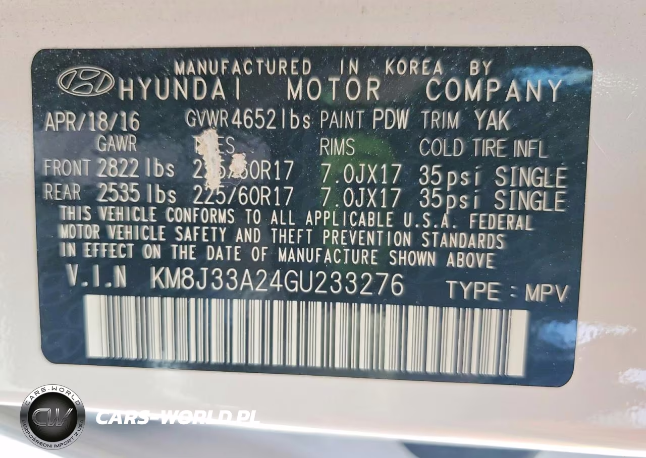 2016 Hyundai Tucson Eco VIN:KM8J33A24GU233276 - 13