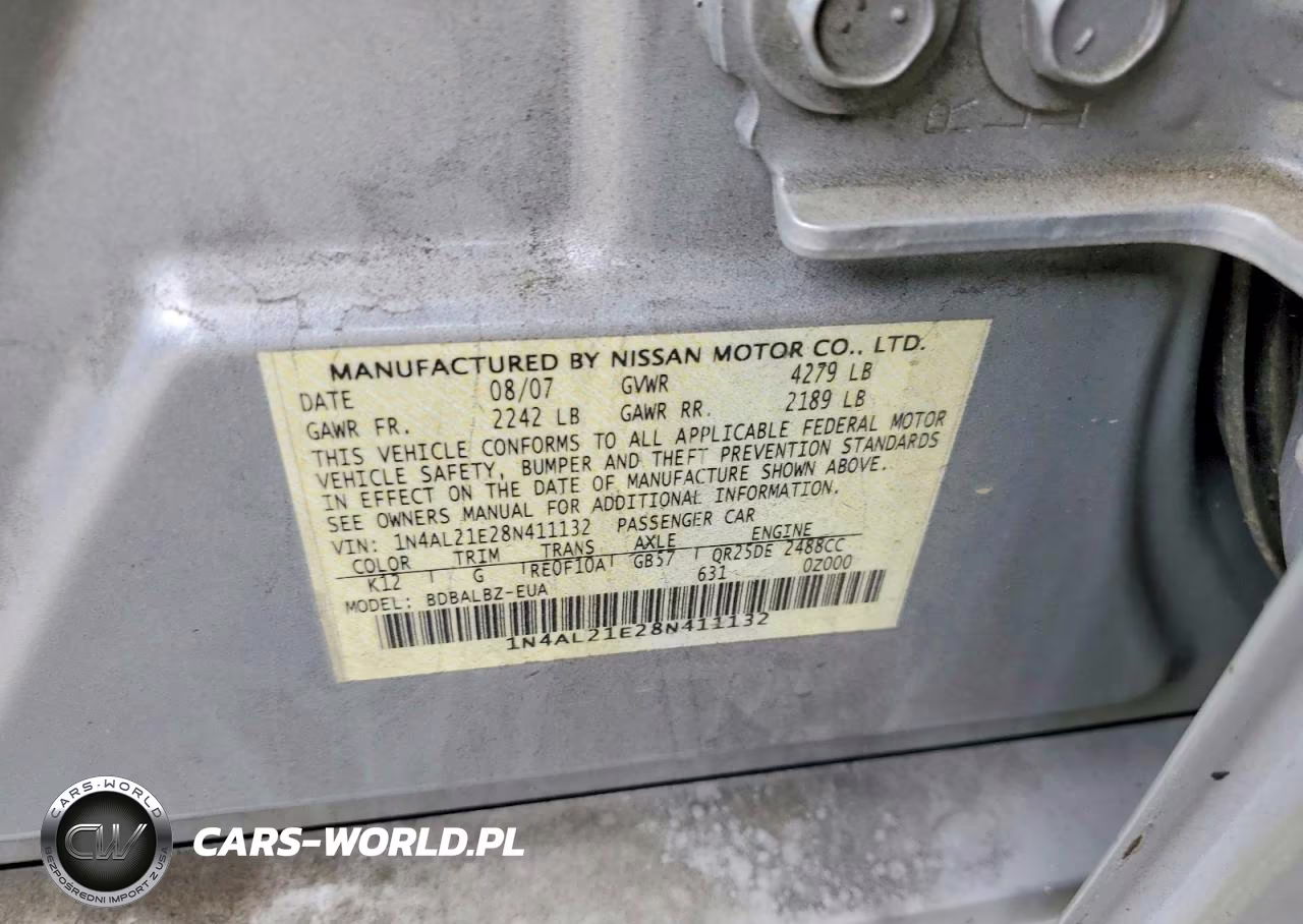 2008 Nissan Altima 2.5 VIN:1N4AL21E28N411132 - 12