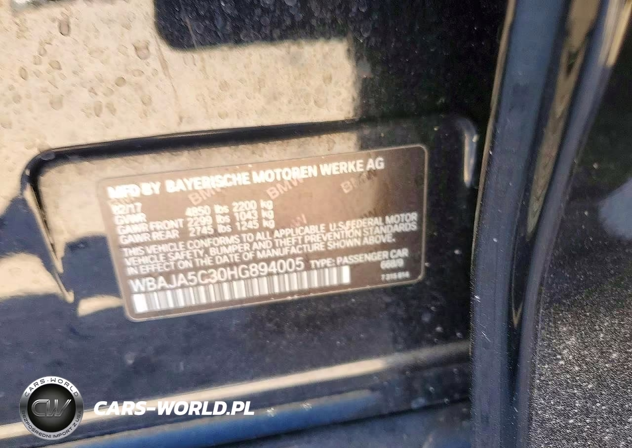2017 BMW 530 I VIN:WBAJA5C30HG894005 - 12