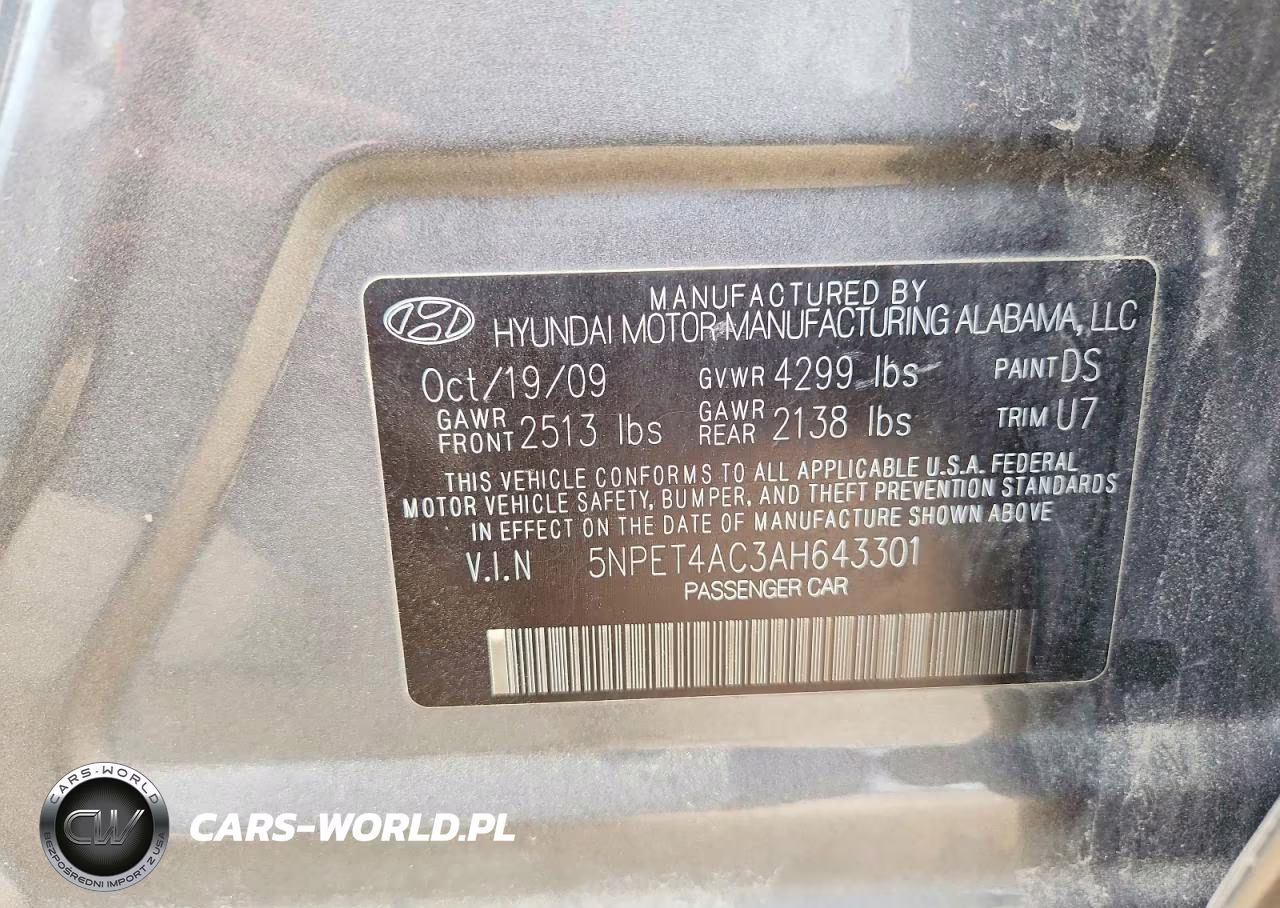 2010 Hyundai Sonata Gls VIN:5NPET4AC3AH643301 - 12
