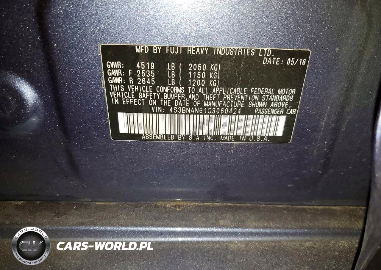 2016 Subaru Legacy 2.5I Limited VIN:4S3BNAN61G3060424 - 12