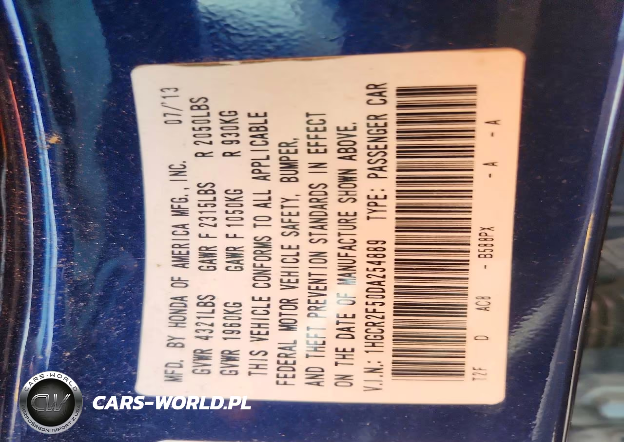 2013 Honda Accord Sport VIN:1HGCR2F50DA254889 - 12