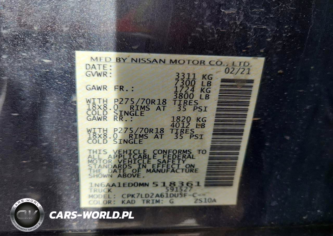 2021 Nissan Titan Pro-4X VIN:1N6AA1ED0MN518361 - 12