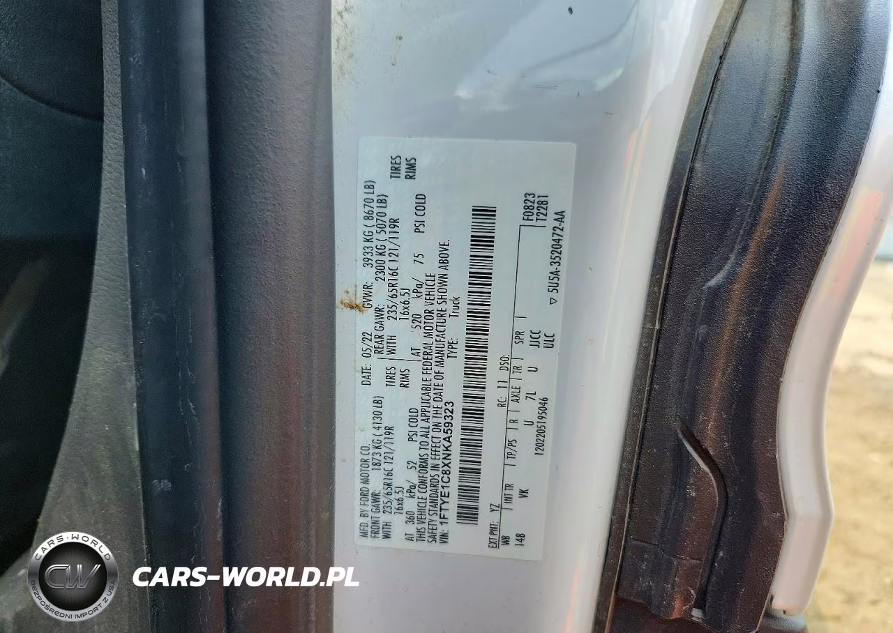2022 Ford Transit T-150 VIN:1FTYE1C8XNKA59323 - 13