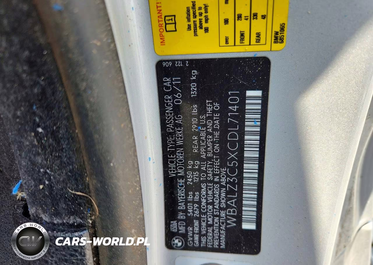 2012 BMW 650I VIN:WBALZ3C5XCDL71401 - 12