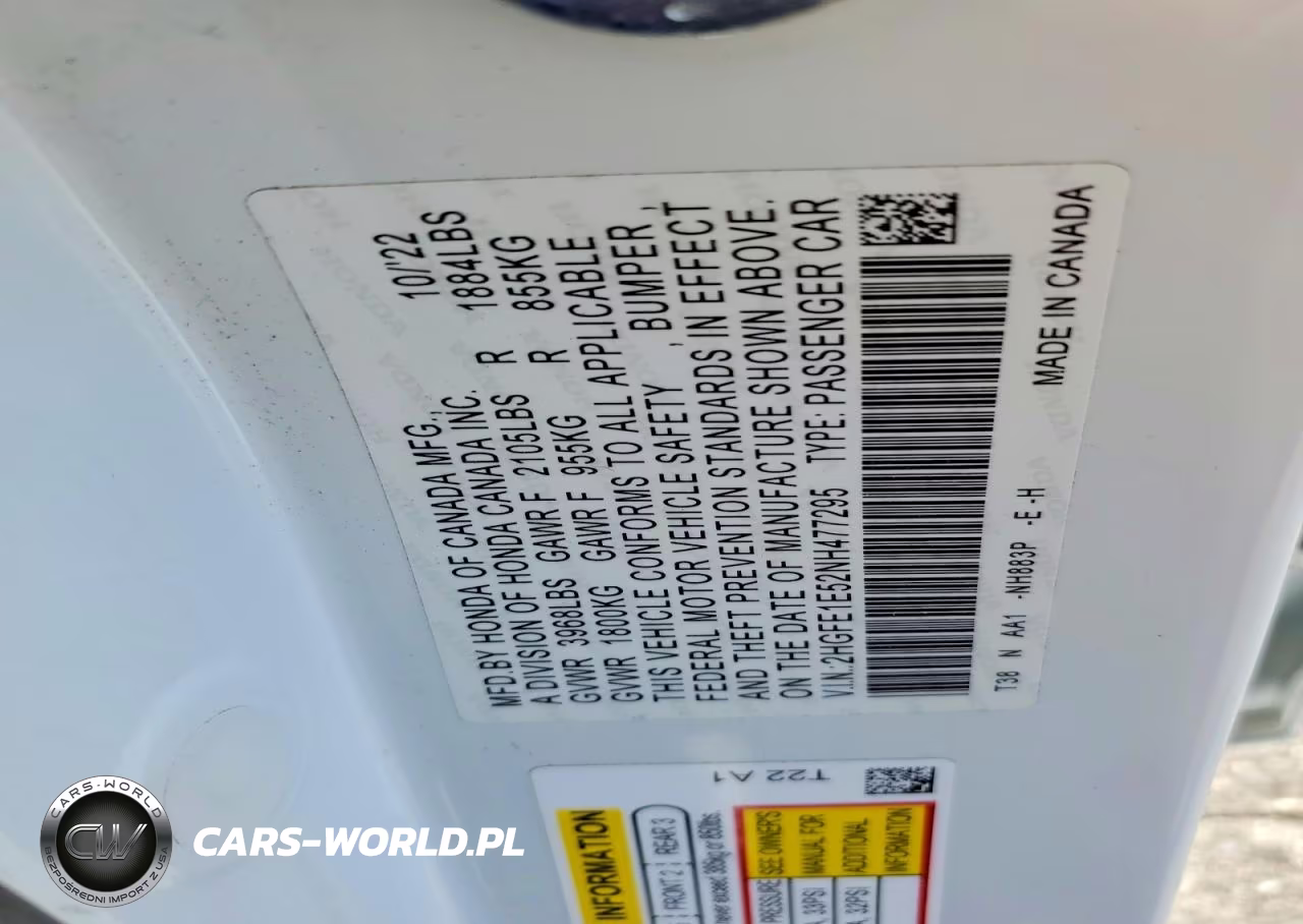 2022 Honda Civic Si VIN:2HGFE1E52NH477295 - 12
