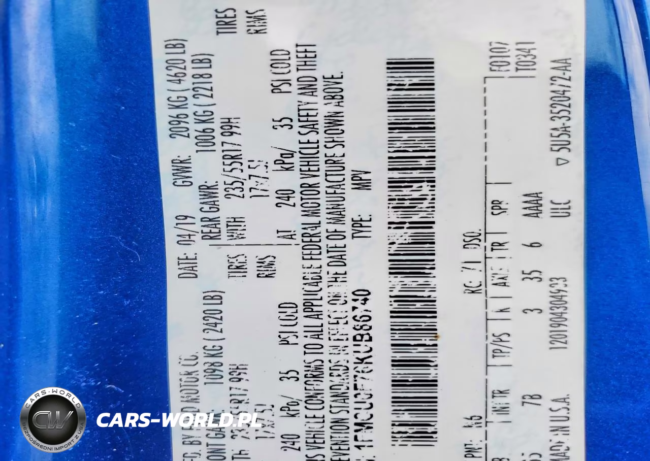 2019 Ford Escape S VIN:1FMCU0F76KUB86740 - 13