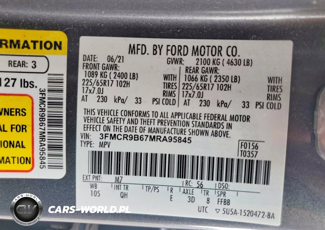 2021 Ford Bronco Sport Big Bend VIN:3FMCR9B67MRA95845 - 13