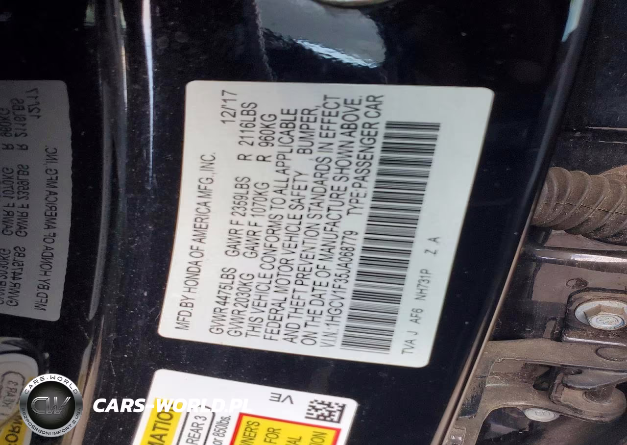 2018 Honda Accord Sport VIN:1HGCV1F35JA068779 - 12