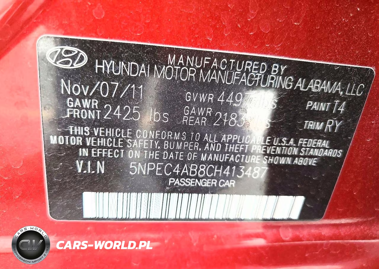 2012 Hyundai Sonata Se 2.0T VIN:5NPEC4AB8CH413487 - 13