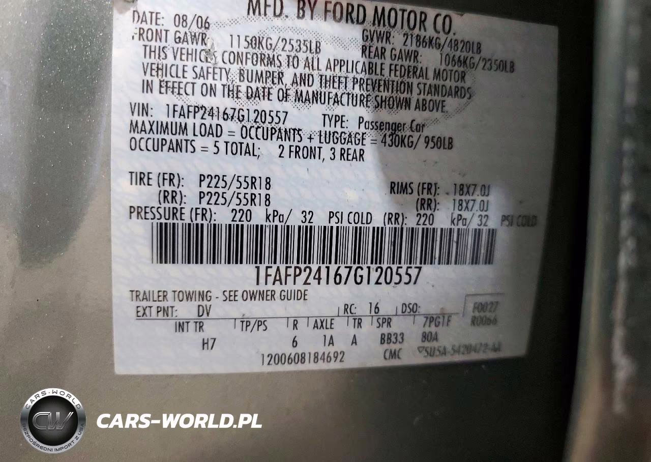 2007 Ford Five Hundred Sel VIN:1FAFP24167G120557 - 12