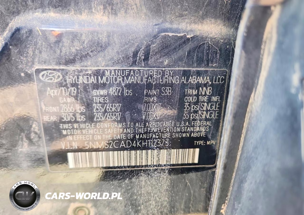 2019 Hyundai Santa Fe Se VIN:5NMS2CAD4KH112373 - 12