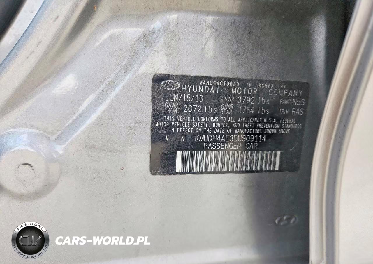 2013 Hyundai Elantra Gls VIN:KMHDH4AE3DU909114 - 12