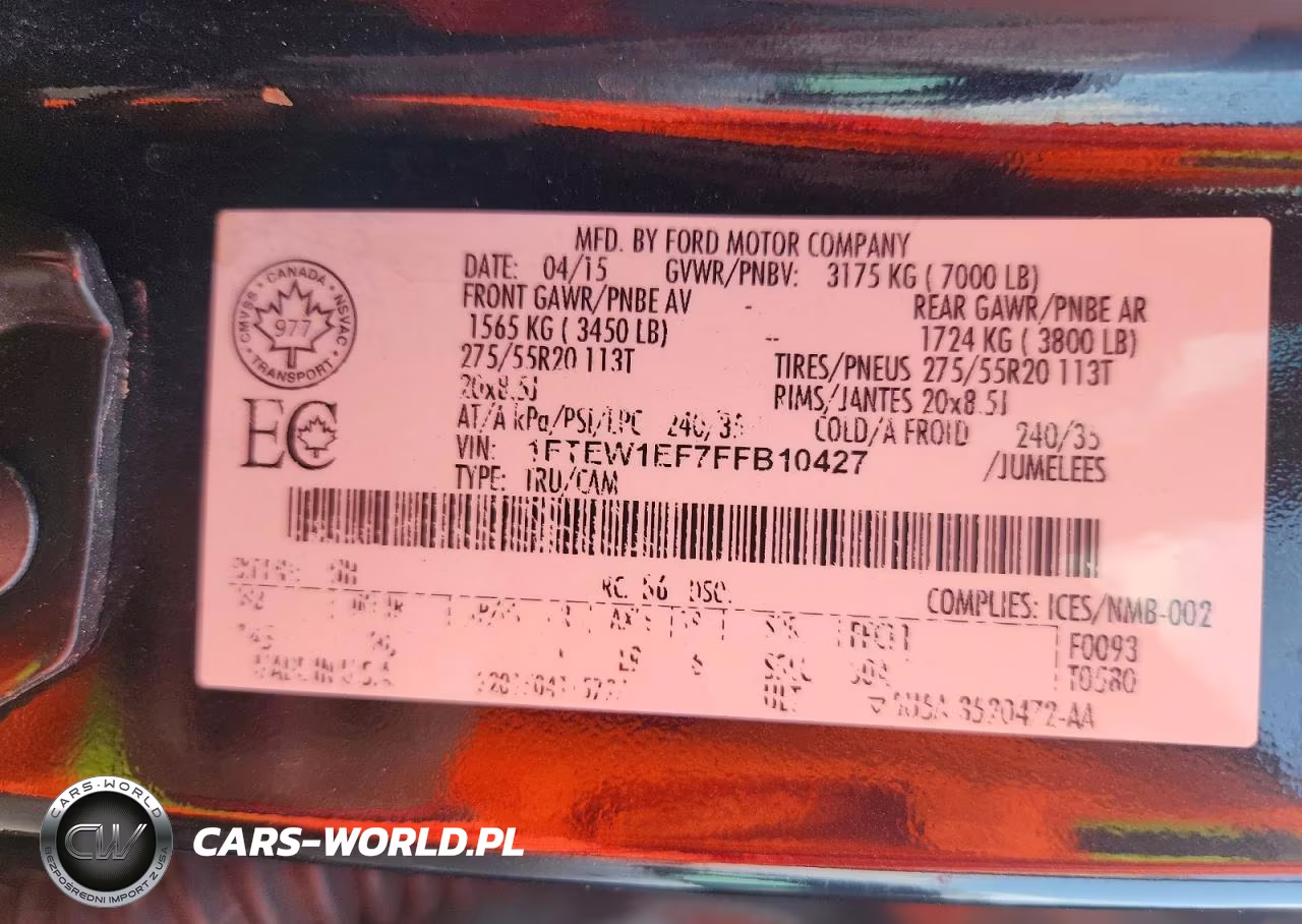 2015 Ford F150 Supercrew VIN:1FTEW1EF7FFB10427 - 12