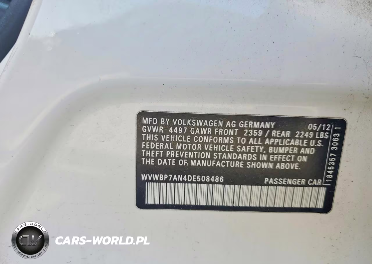2013 Volkswagen Cc Sport VIN:WVWBP7AN4DE508486 - 12