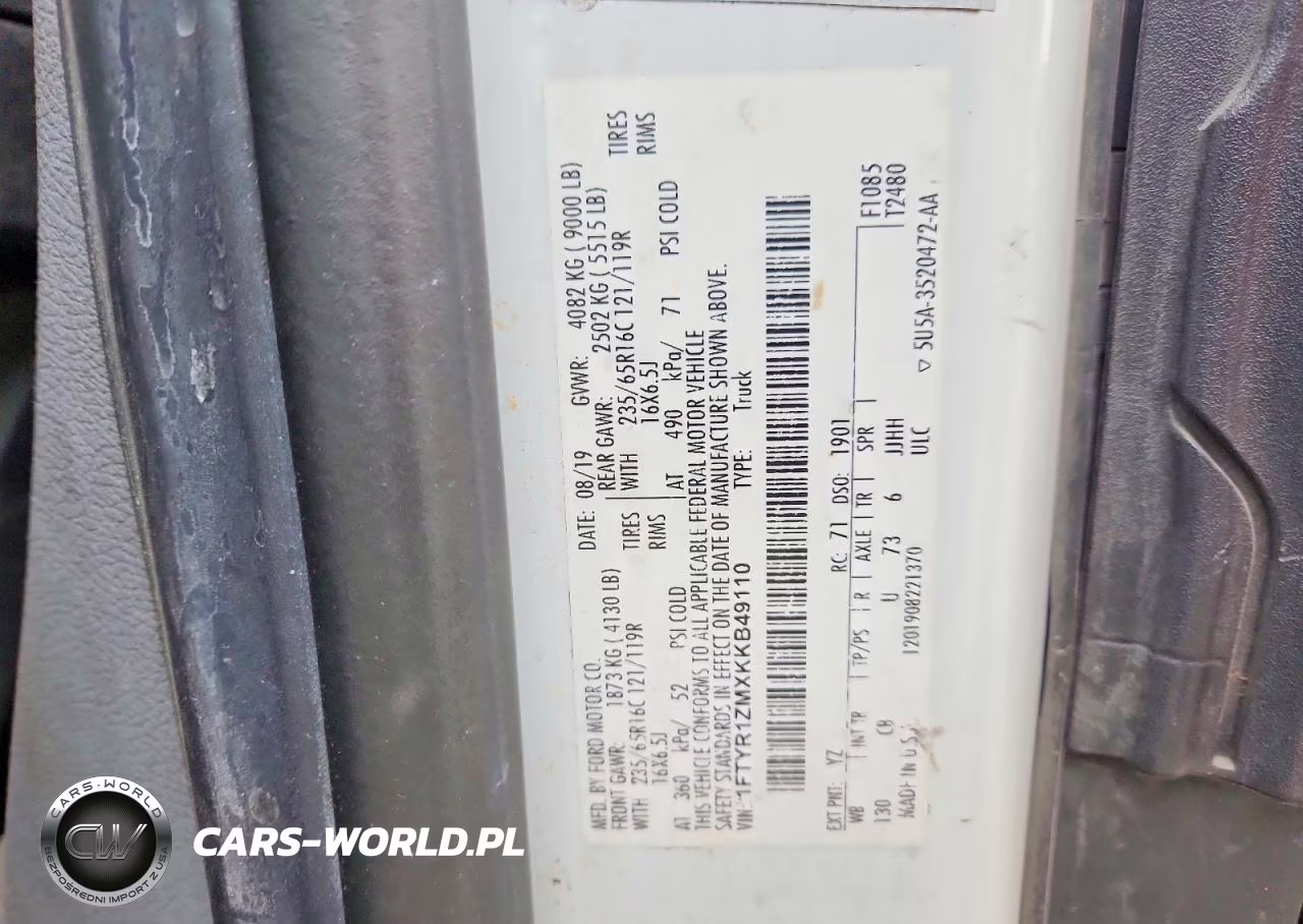 2019 Ford Transit 250 Delivery Van VIN:1FTYR1ZMXKKB49110 - 13