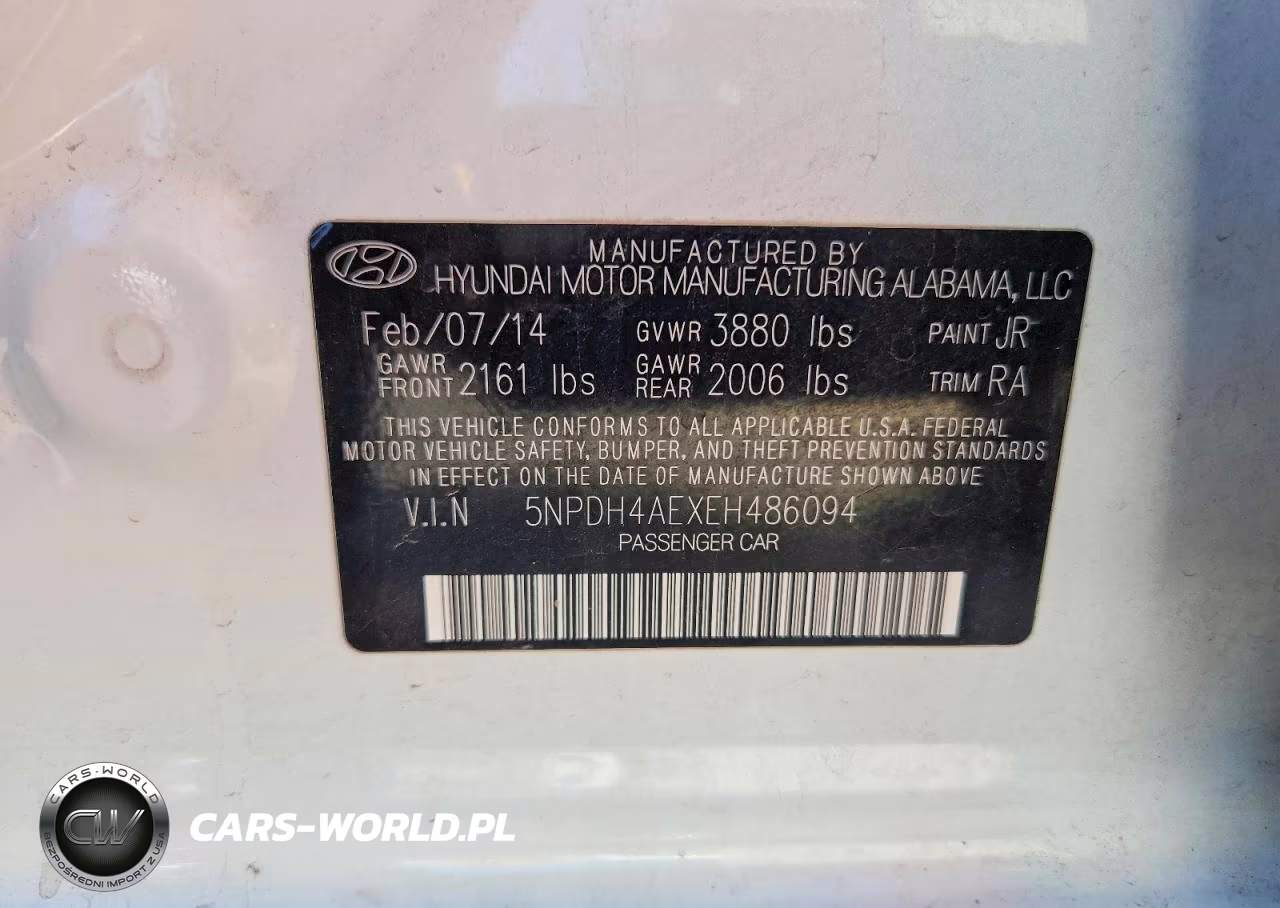 2014 Hyundai Elantra Se VIN:5NPDH4AEXEH486094 - 12