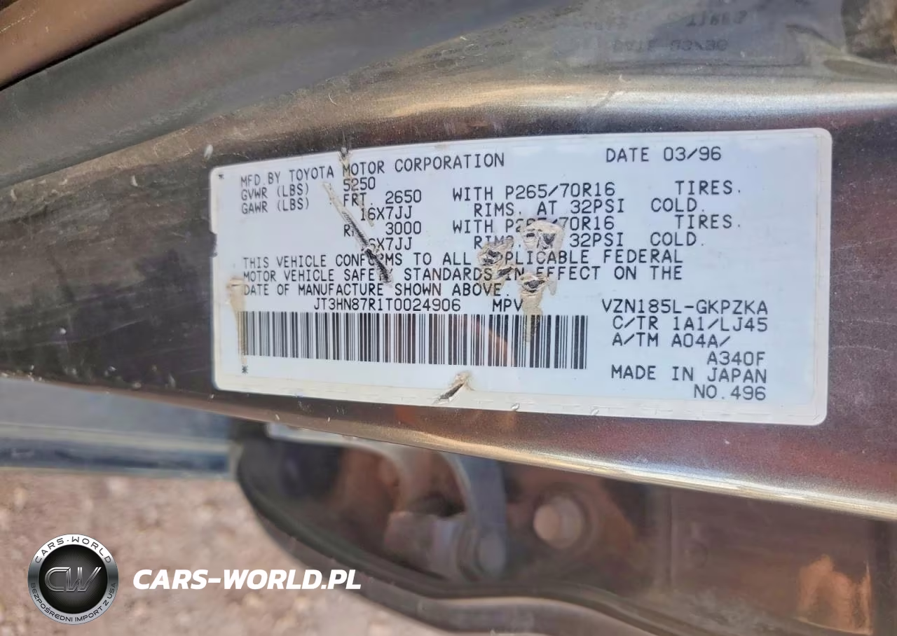 1996 Toyota 4Runner Limited VIN:JT3HN87R1T0024906 - 13
