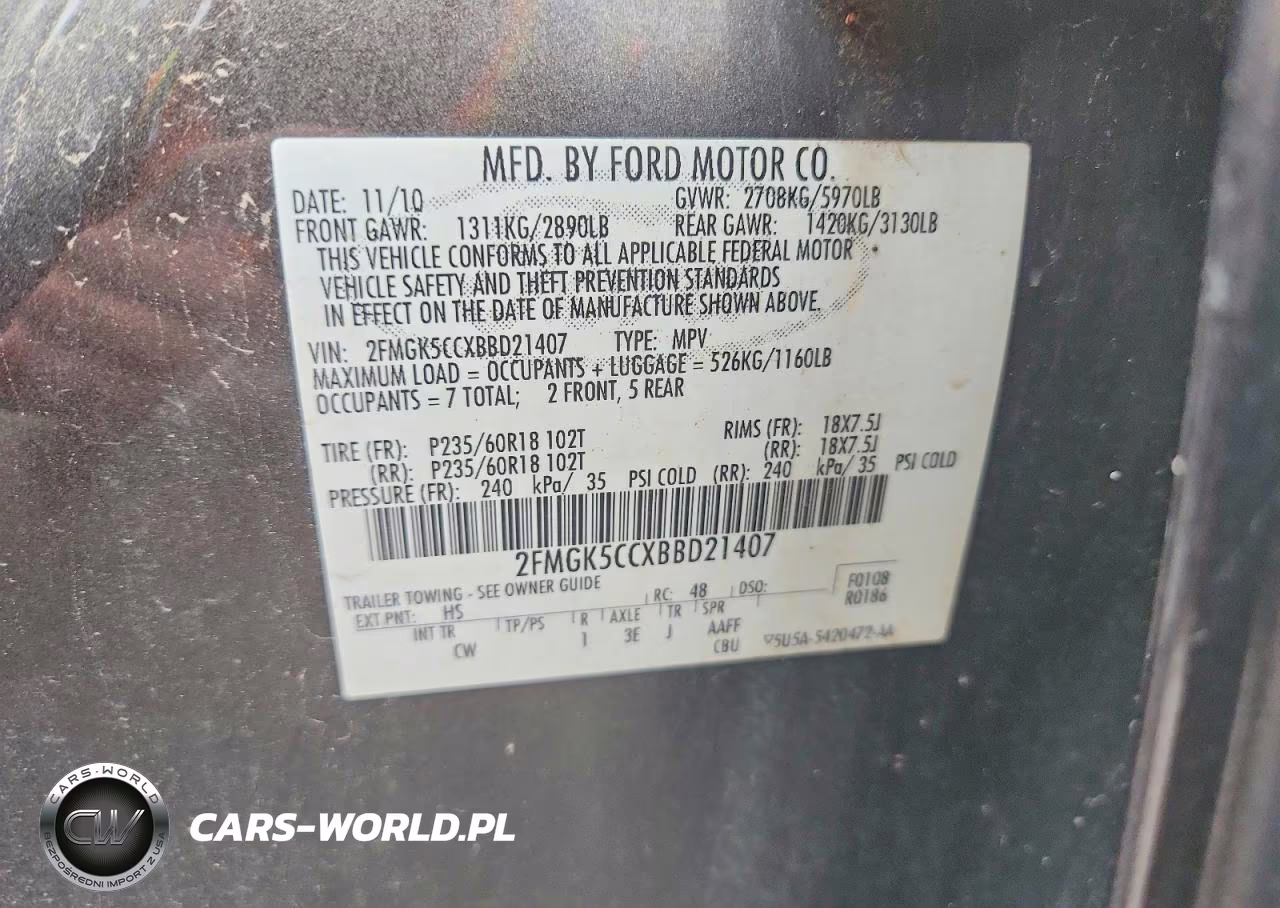 2011 Ford Flex Sel VIN:2FMGK5CCXBBD21407 - 13