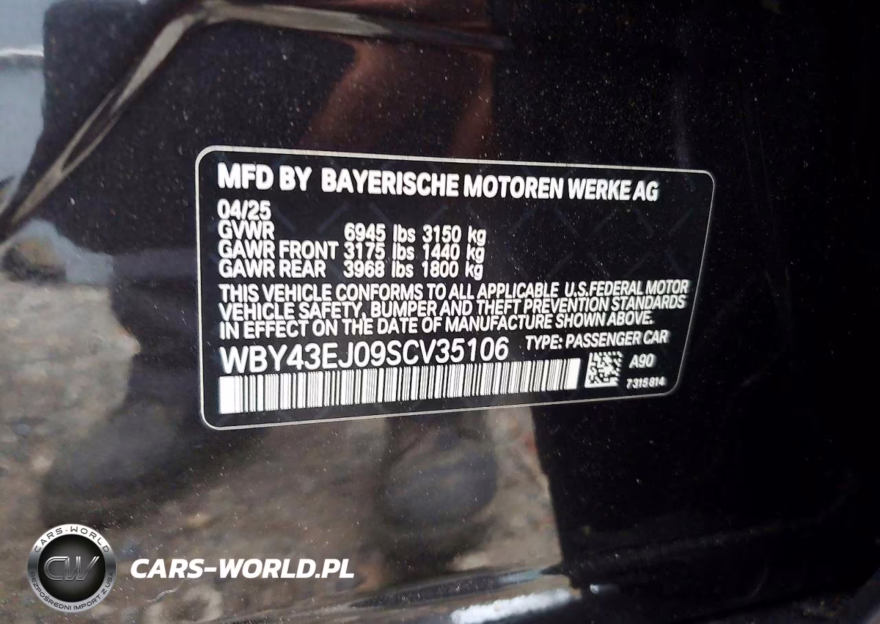 2025 BMW I7 Edrive50 VIN:WBY43EJ09SCV35106 - 12