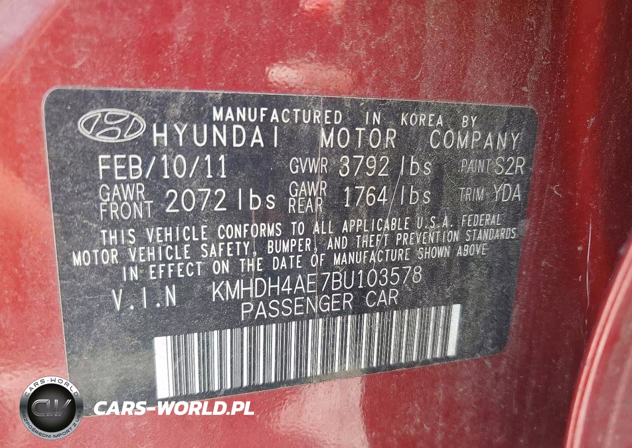 2011 Hyundai Elantra Gls VIN:KMHDH4AE7BU103578 - 12