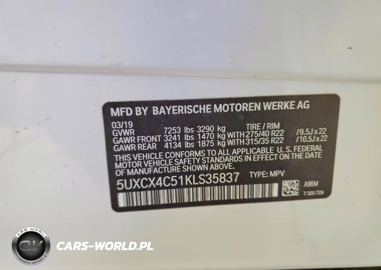 2019 BMW X7 xDrive50I VIN:5UXCX4C51KLS35837 - 14