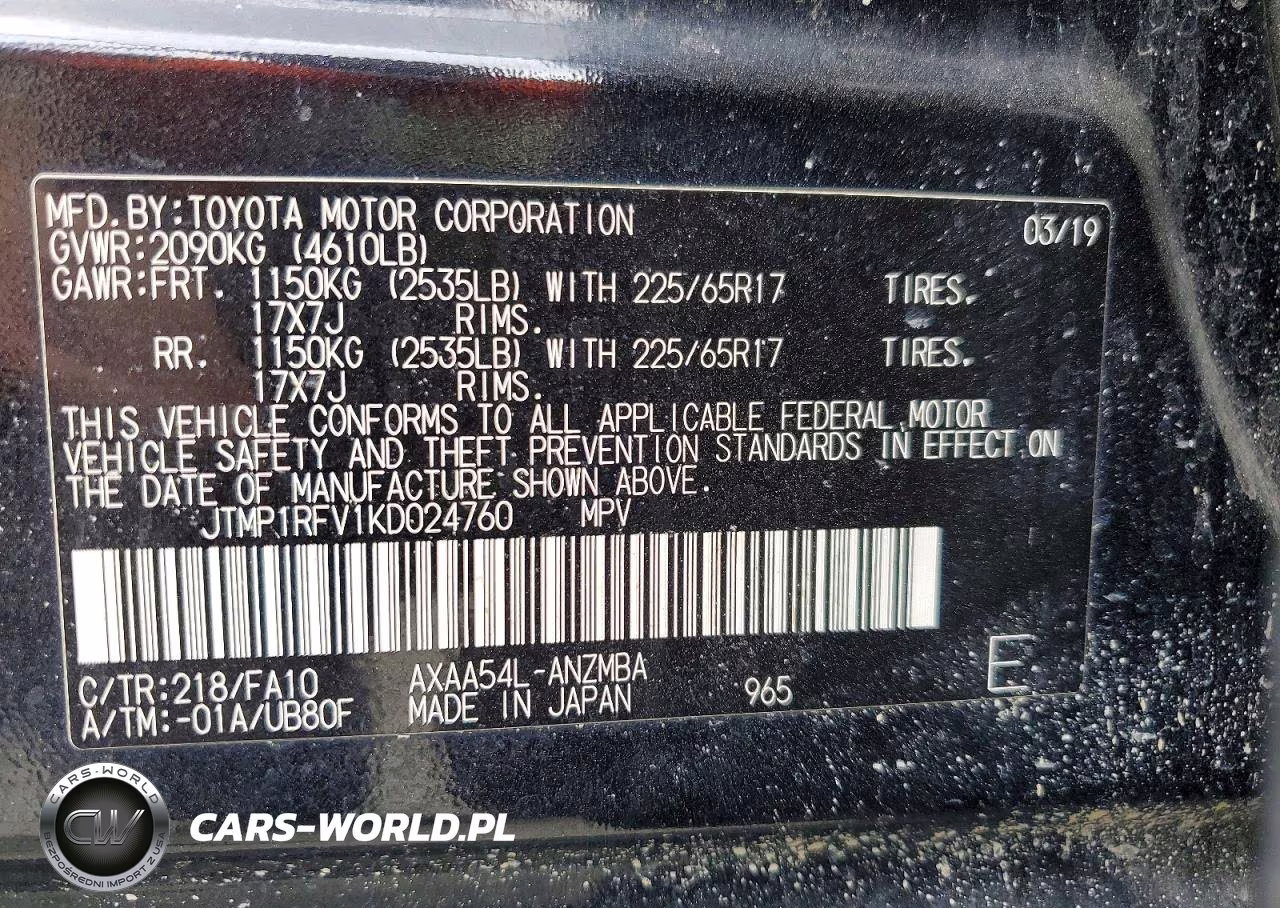 2019 Toyota Rav4 Xle VIN:JTMP1RFV1KD024760 - 13