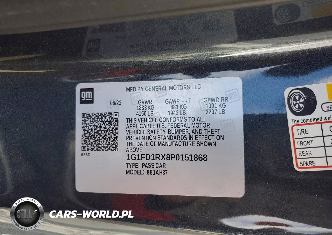 2023 Chevrolet Camaro Lt VIN:1G1FD1RX8P0151868 - 13