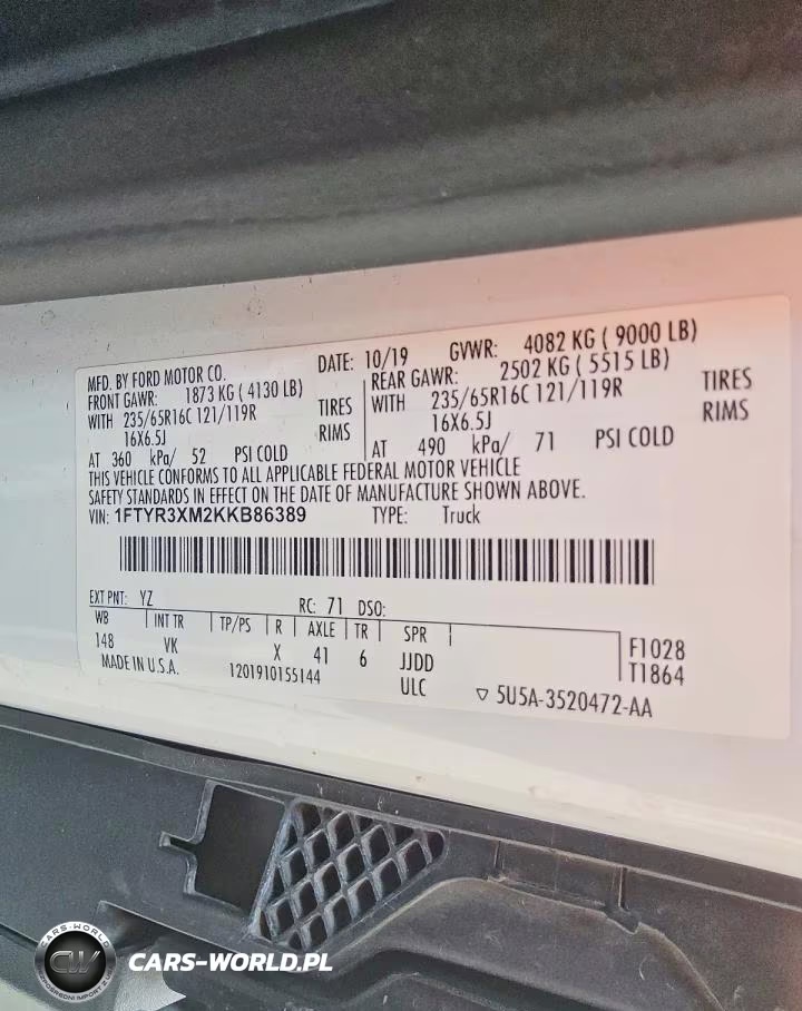2019 Ford Transit T-250 VIN:1FTYR3XM2KKB86389 - 12