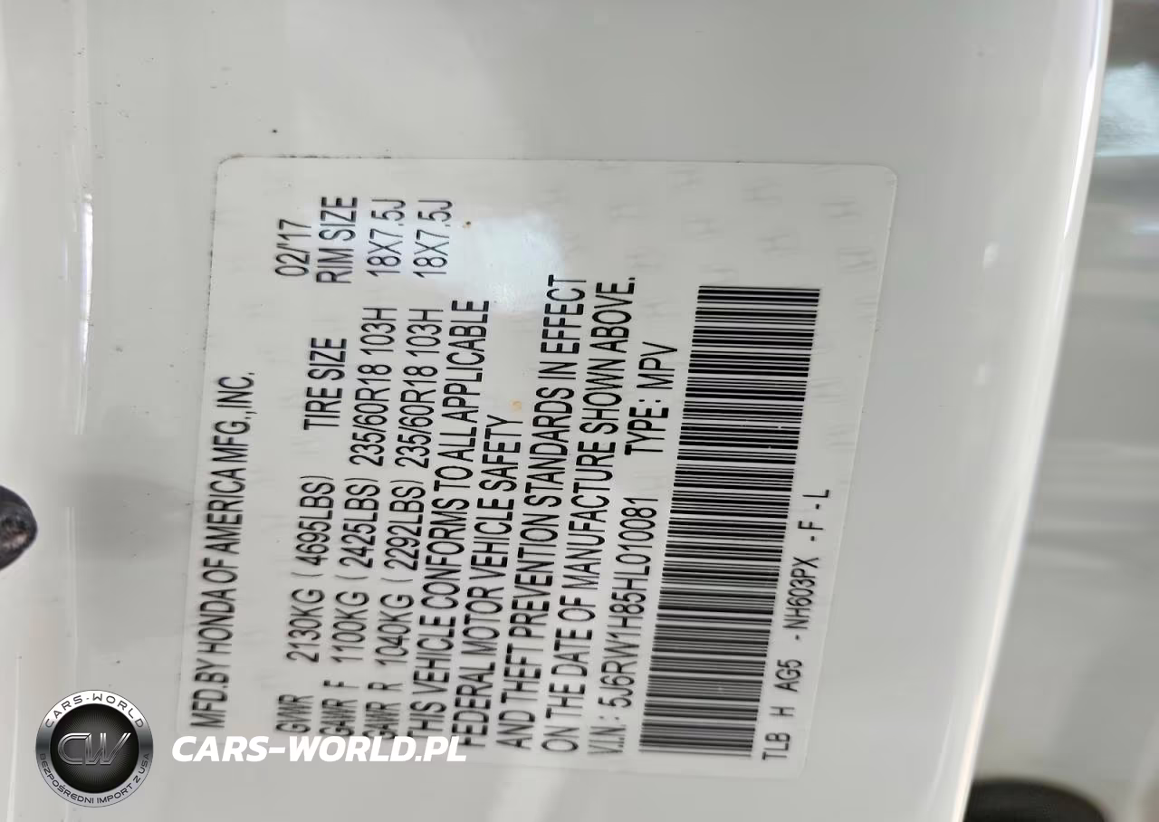 2017 Honda Cr-V Exl VIN:5J6RW1H85HL010081 - 12