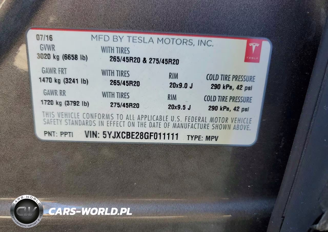 2016 Tesla Model X VIN:5YJXCBE28GF011111 - 13