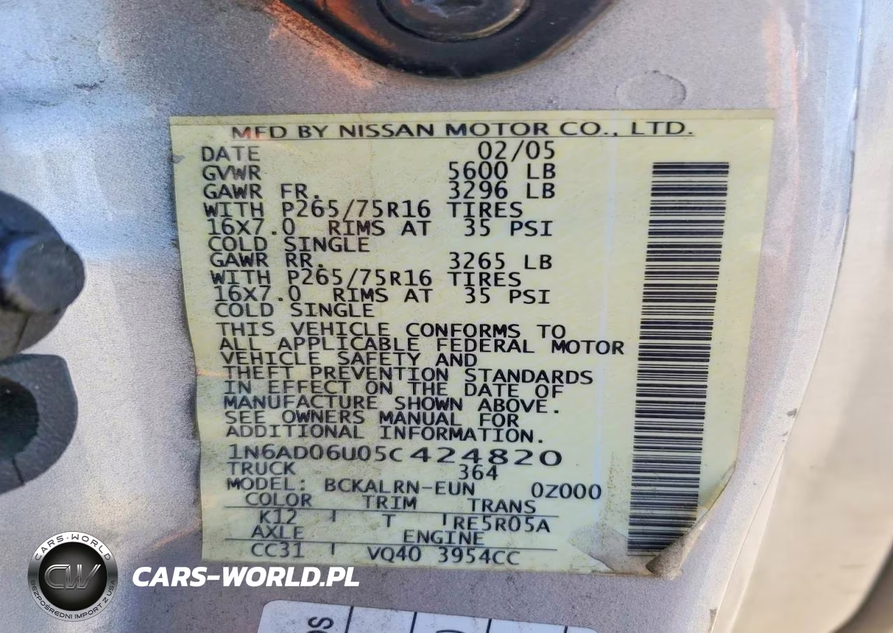 2005 Nissan Frontier Se VIN:1N6AD06U05C424820 - 12