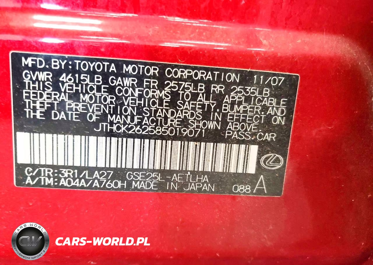 2008 Lexus Is 250 VIN:JTHCK262585019071 - 12